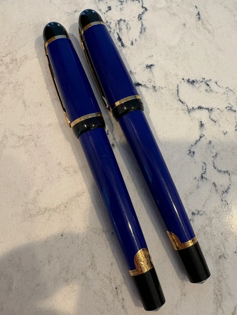 Vintage 1990s Waterman Phileas Blue Fountain Pen & Ballpoint Pen Set